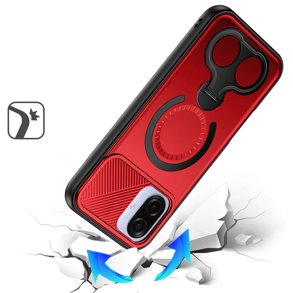 Phone Case for Samsung Galaxy A08 4G, A07 5G, A07 4G Magnetic 2 Ring Stand Car Mount Friendly Shockproof Rugged Grip Armor Dual Ring Kickstand Heavy Duty Hybrid Cover