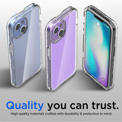 For Apple iPhone 15 Pro (6.1") Hybrid Transparent 3in1 Corner Tough Durable Detachable Shockproof Frame Hard PC + TPU  Phone Case Cover