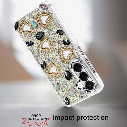 Phone Case for Samsung Galaxy S26 Luxury Crystal Heart Rhinestone Diamond Bling Shockproof Hybrid Glitter Protective Stylish Durable Grip Cover