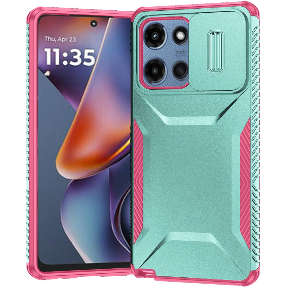 For Motorola Moto G 5G 2025 Slim Fit Shockproof Hybrid with Slide Camera Window Covering, Rugged Tpu Silicone Hard PC Bumper Case Cover