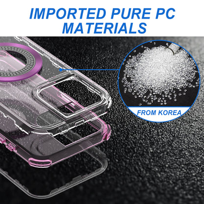 For Apple iPhone 17E /16E Magnetic Circle Compatible with Magsafe, Hybrid Chrome 3in1 Transparent Shockproof TPU Bumper Case Cover Pink