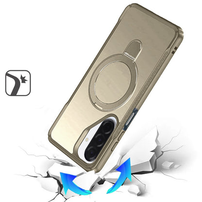 For Samsung Galaxy A17 5G Matte Finish Magnetic Ring Hybrid Protective Invisible Kickstand Magsafe Compatible Case Cover