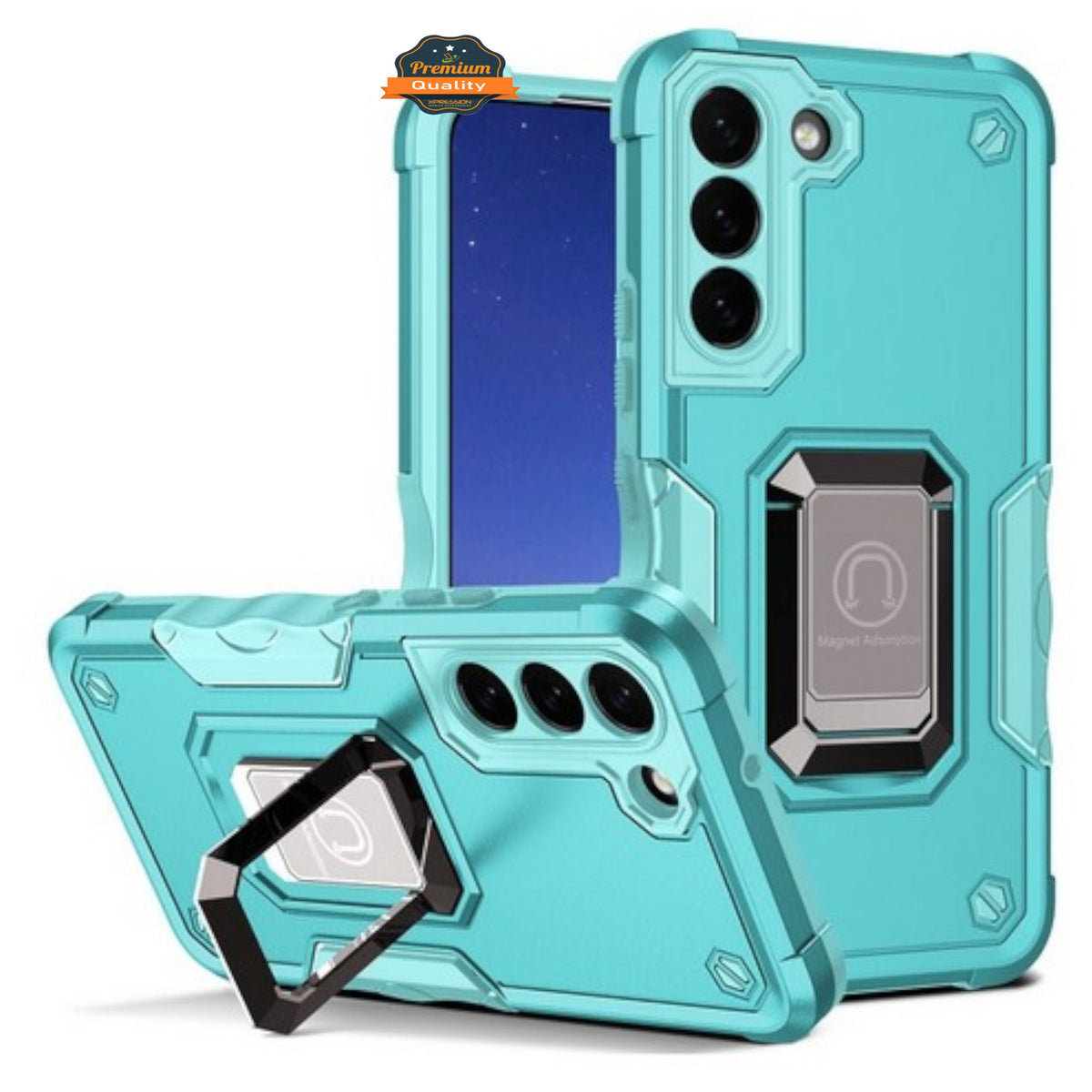 For Apple iPhone 16e /iPhone SE4 Heavy Duty Hybrid 2in1 Hard PC & TPU Rugged Bumper Shockproof with Magnetic Ring Kickstand Case Cover