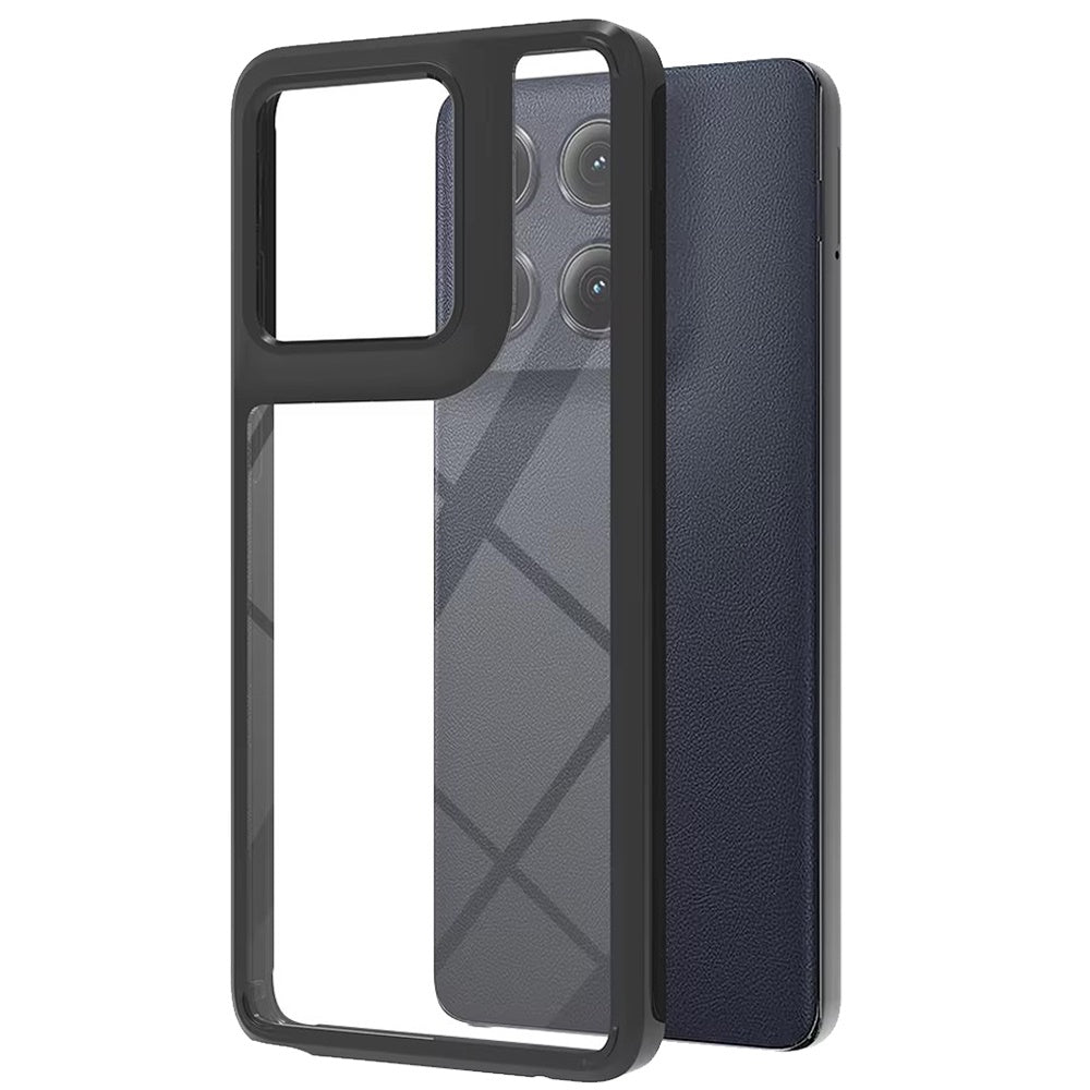 For Motorola Edge 2025 Hybrid Slim Crystal Clear, Shock-Absorption Durable Bumper TPU + Hard PC Back, Transparent Design Case Cover Black