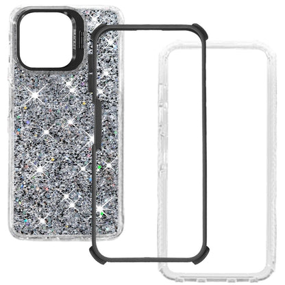 Phone Case for Motorola Moto G 5G 2026/ 2025 Luxury Bling Scattered Glitter Hybrid Dual Layers with Integrated Camera Stand and Sparkle Finish Design Cover