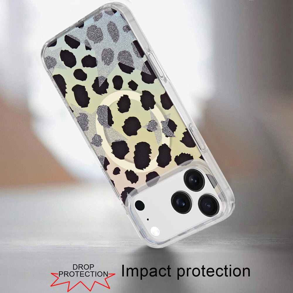 For Apple iPhone 17 AIR Stylish Pattern Fashion IMD Printed Design TPU Double Layer Slim Shockproof with Magnetic Back Case Cover Colorful Leopard