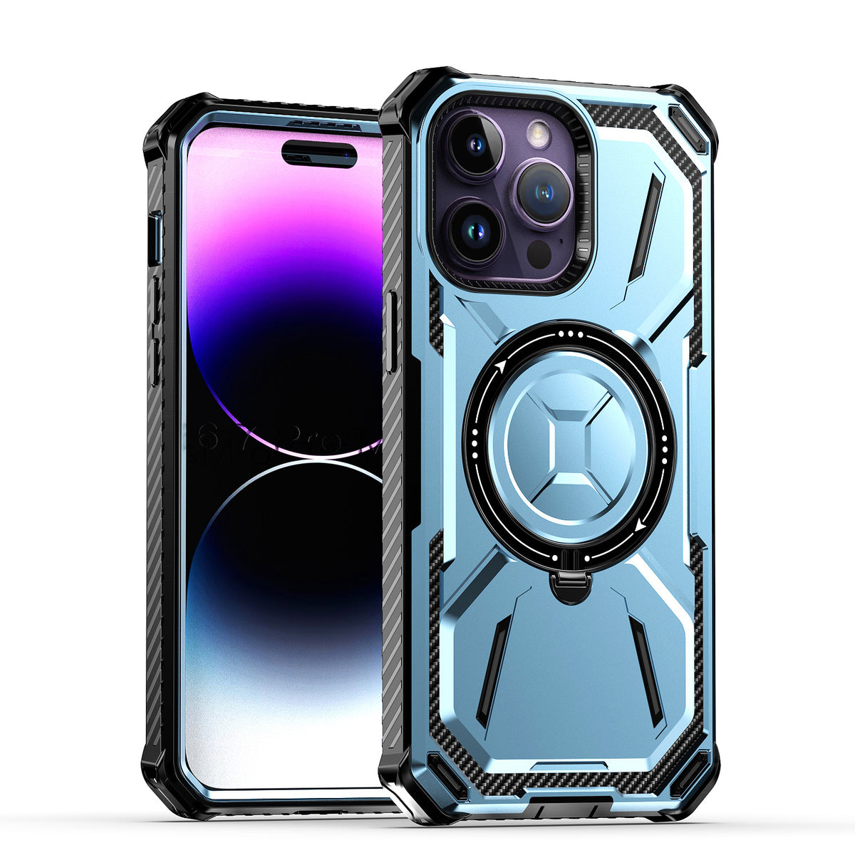 Standard for Apple iPhone 15 Pro Max (6.7") Apple iPhone 15 Pro Max (6.7") MagSafe Compatible Circle Ring Magnetic Kickstand Hybrid Hard TPU Edge Protective Cover