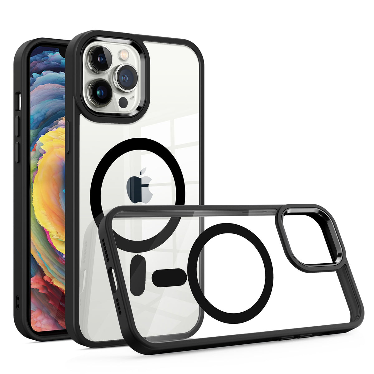 For Apple iPhone 16e MagSafe Compatible Transparent Greatest Clear Acrylic with Color Frame Thick Hybrid TPU Hard Case Cover