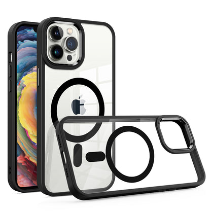 For Apple iPhone 16 Pro Max (6.9") MagSafe Compatible Transparent Greatest Clear Acrylic with Color Frame Thick Hybrid TPU Hard Case Cover