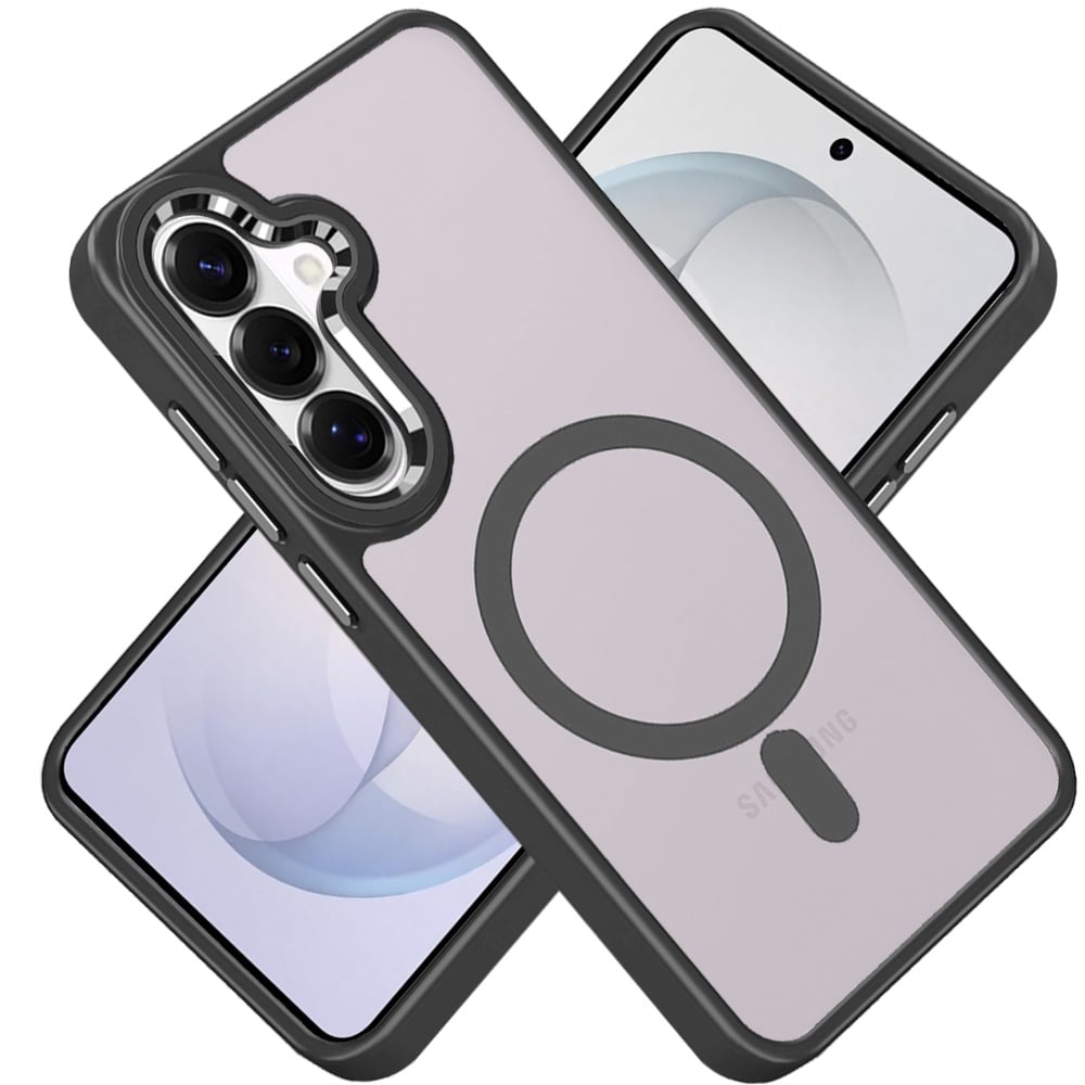 Phone Case for Samsung Galaxy S26 FE /Fan Edition Clear Acrylic Magnetic Circle Shockproof Hybrid Metal Button TPU Drop Protection Rugged Slim Durable Armor Cover