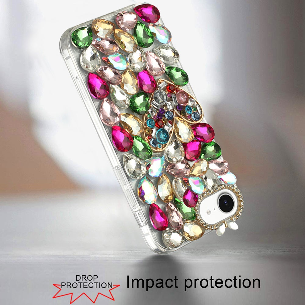 For Samsung Galaxy Z Flip 7 FE Bling Crystal 3D Full Diamonds Luxury Sparkle Rhinestone Hybrid Protective Case Cover Colorful Heart