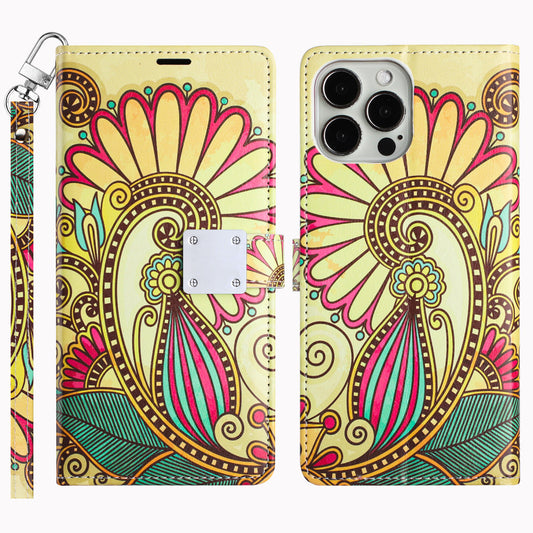 For Samsung Galaxy S24+ Plus Wallet Card Holder Magnetic Closure Shock Protection Lanyard Strap Secure Storage Design Case Cover Antique Flower
