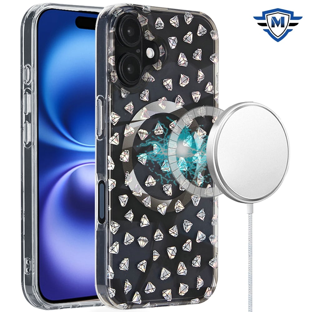 For iPhone 16 (6.1") Premium Double Layer IMD Magnetic Hybrid Shockproof Protection Durable Anti Scratch Secure Grip Slim Design Compatible Case Cover Smoke Holographic
