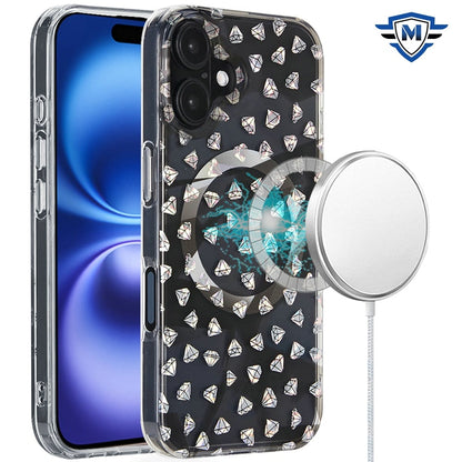 For iPhone 16 (6.1") Premium Double Layer IMD Magnetic Hybrid Shockproof Protection Durable Anti Scratch Secure Grip Slim Design Compatible Case Cover Smoke Holographic