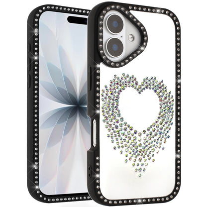 Phone Case for Apple iPhone 17 Angel Hearts Glitter Shimmer Diamond Edge Sparkle Hybrid Shockproof AntiSlip Grip Fashion Stylish Protective Bumper Cover Black