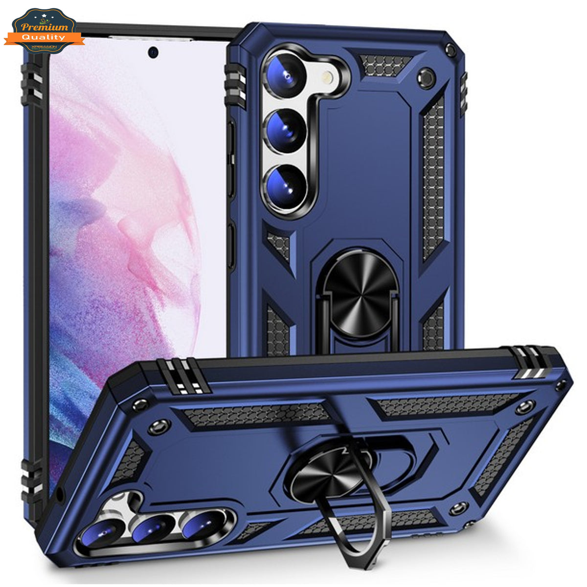 For Samsung Galaxy A17 5G Shockproof Hybrid Dual Layer PC + TPU with Metal Ring Kickstand Heavy Duty Armor Shell Case Cover