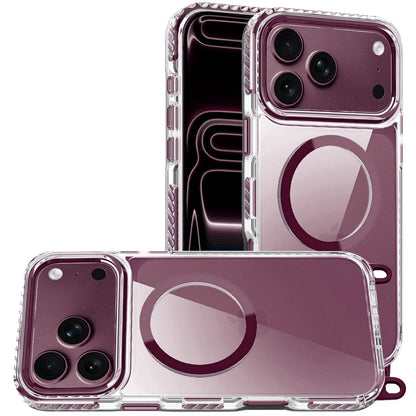 Phone Case for Apple iPhone 18 Pro Max/ 17 Pro Max Transparent Magnetic Lanyard Shockproof Hybrid Clear Grip Durable Camera Protection TPU Anti-Slip Design Cover Purple