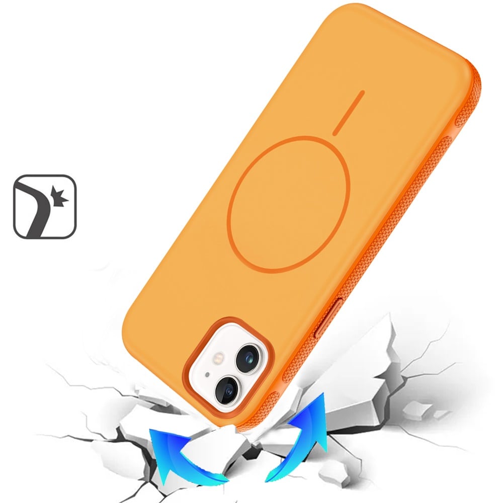 For iPhone 12 / iPhone 12 Pro (6.1") Super Magnetic Premium Edged Core Matte Thick Hybrid Drop Protection Shockproof Design Case Cover Cosmic Orange