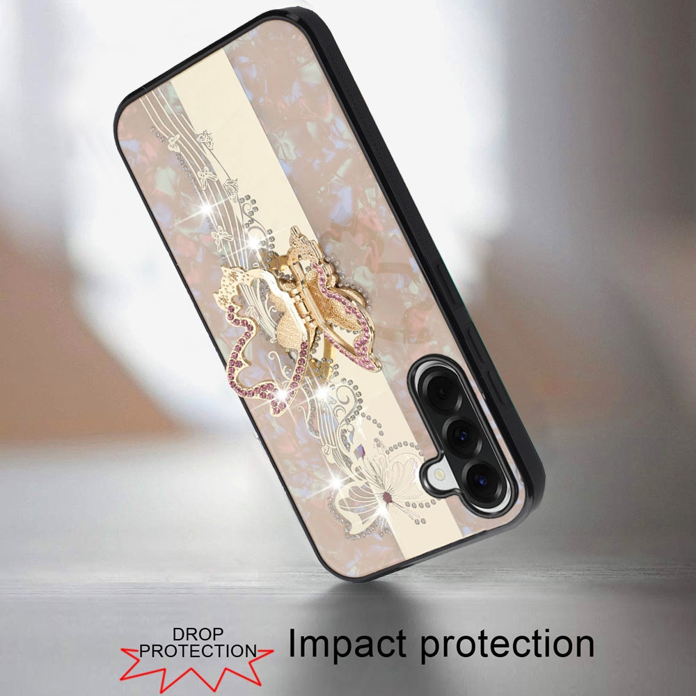For Samsung Galaxy A37 Diamonds 3D Butterfly Bling Sparkly Glitter Ornaments Engraving Hybrid with Stand Fashion Case Cover