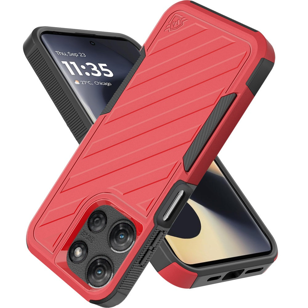For Motorola Edge 2025 Hybrid lined shockproof dual layer Rugged 2in1 Hard PC & Silicone TPU Non Slip Textured Tough Armor Case Cover