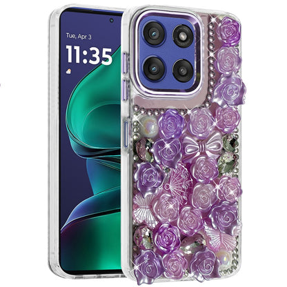 For Motorola Moto G Stylus 5G 2026 /2025 Muti-Color Floral Fashion Bling Crystal 3D Full Diamonds Stones Sparkle Rhinestone Glitter Hybrid Case Cover