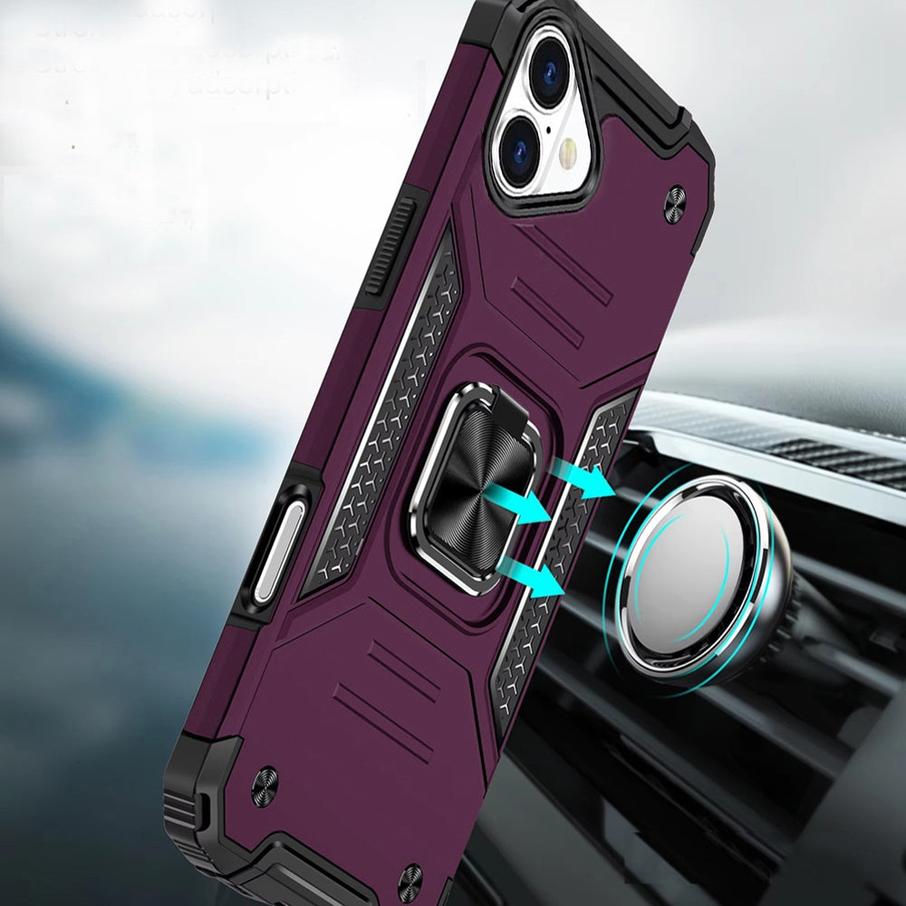 Phone Case for Apple iPhone 17 Magnetic Car Mount Hybrid Ring Stand Shockproof Rugged Grip Armor Heavy Duty Protective TPU Durable Cover Purple