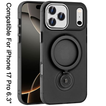 For Apple iPhone 17 Pro (6.3") MagSafe Compatible with 360° Ring Stand, Magnetic Kickstand, Slim Hybrid Protective Case Cover Black