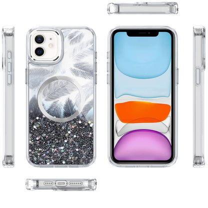 For Apple iPhone 14 Plus Epoxy Glitter Shimmer Fashion Case with Magnetic Magsafe Compatible Hybrid Sparkling Slim Protective Case Cover