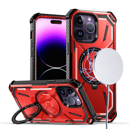 Standard for Apple iPhone 15 Pro Max (6.7") Apple iPhone 15 Pro Max (6.7") MagSafe Compatible Circle Ring Magnetic Kickstand Hybrid Hard TPU Edge Protective Cover