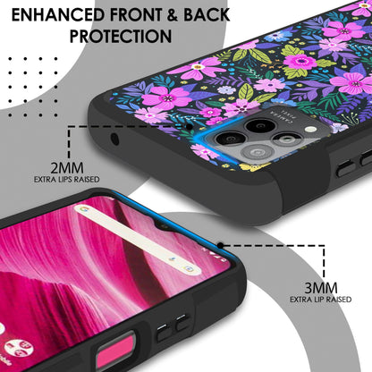 For Cricket Outlast 5G (2024) Slim Tough Strong Protection Shock Absorption Hybrid Dual Layer Hard PC + TPU Rubber Silicone Armor Case Cover Mystical Floral Boom