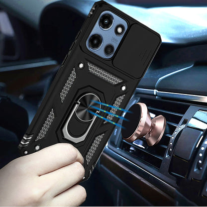 For Motorola Moto G 5G 2026/2025 Hybrid Ring Shockproof with 360° Rotate Ring Kickstand, Camera Lens Protection, Soft Edge Bumper Case Cover