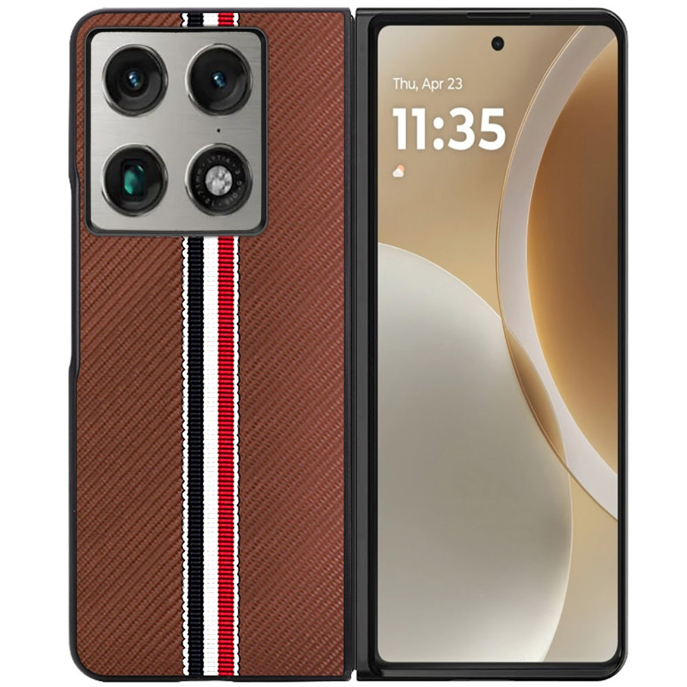 Phone Case for Motorola Razr Fold 2026 Velvet Fabric Vegan PU Leather Slim Fit Hybrid Protective Shell Shockproof Design Cover Brown
