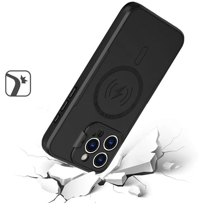 Phone Case for Apple iPhone 12 Pro Max Magnetic Hybrid with Camera Cap Stand Guard and Compatible with MagSafe Shockproof Protective Durable Cover Black