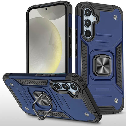 For Samsung Galaxy S25 Ultra Armor Hybrid Magnetic Stand with Ring Holder Kickstand Shockproof Heavy-Duty Durable Rugged TPU Dual Layer Case Cover