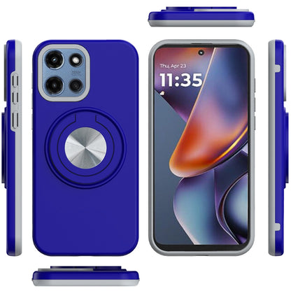 For Motorola Moto G Power 5G 2025 Metal Matte Hybrid with Invisible Rotational Ring Stand, Car Mount Friendly, Military Grade Slim Fit Sturdy Case Cover