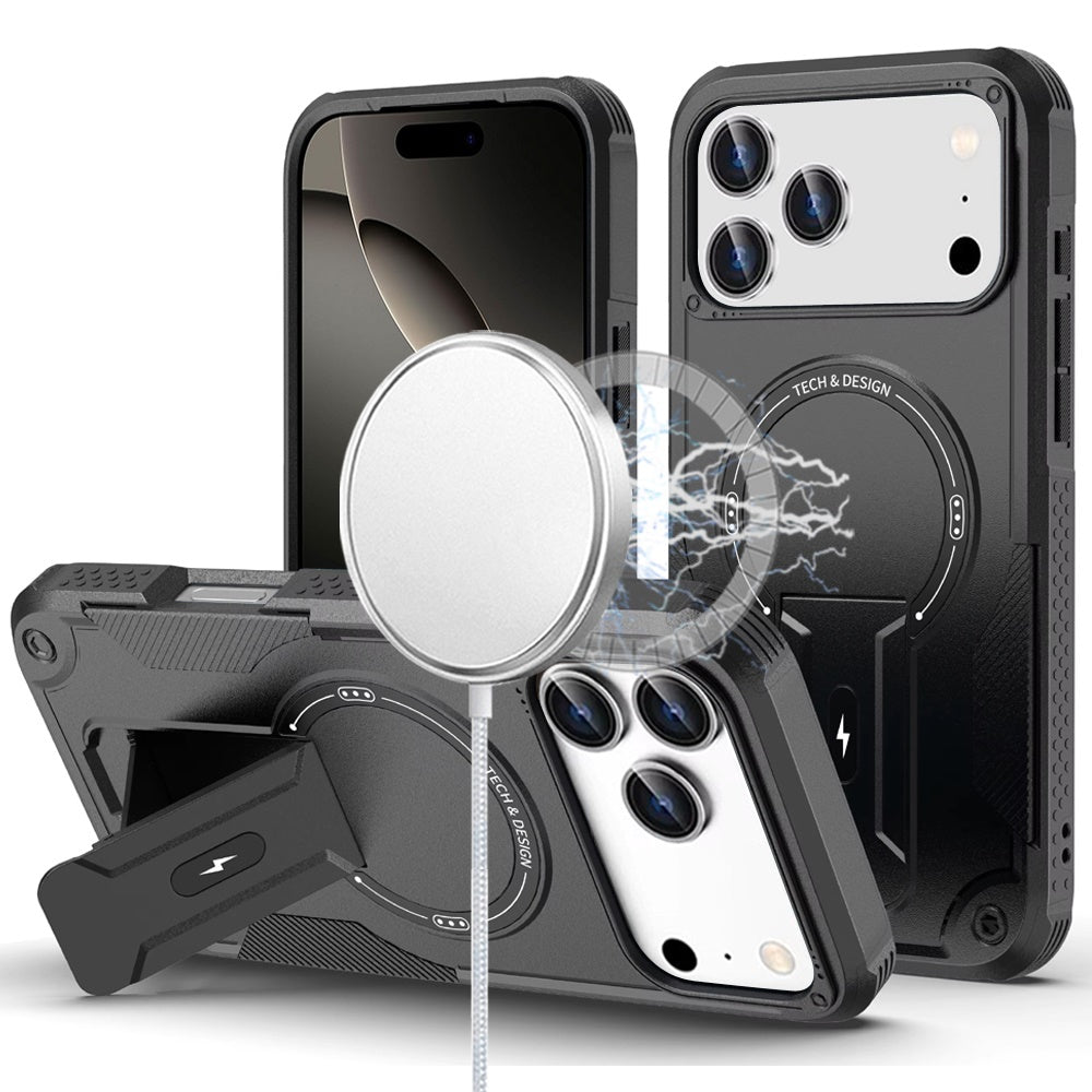 For Apple iPhone 17 Pro Max (6.9") Magnetic Invisible Kickstand Holder with Magsafe, Slim Fit Shockproof Hybrid Military Grade Heavy Duty Case Cover