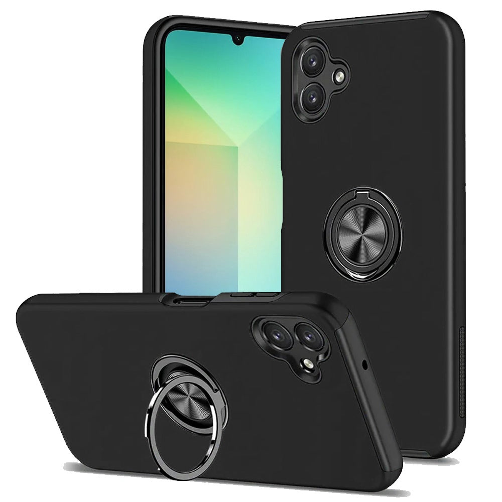 For Samsung Galaxy A06 Hybrid 360 Degree Rotatable Metal Invisible Ring Stand Holder Fit Magnetic Car Mount Shockproof Case Cover