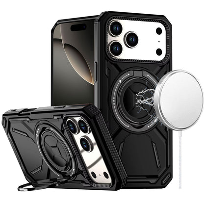 For Apple iPhone 17 Pro Max (6.9") Hybrid Magnetic Ring and 360° Rotational Kickstand with MagSafe Compatible, Military Grade Drop Protection Case Cover