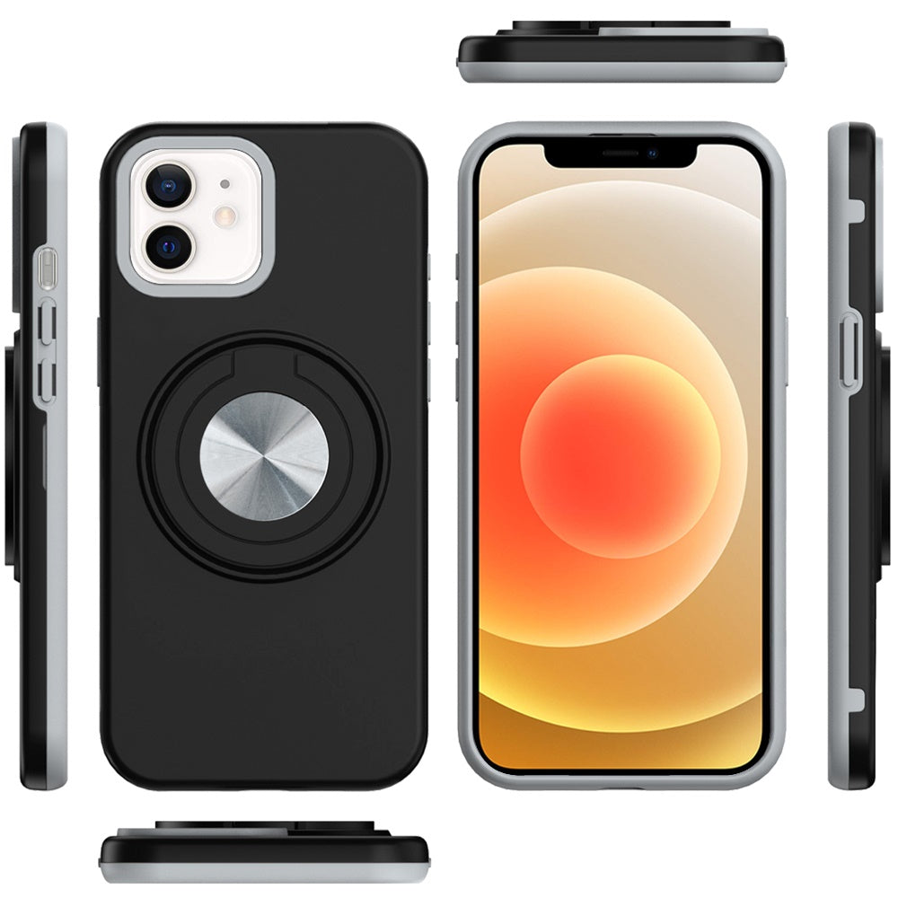 Metal Matte Hybrid with Invisible Rotational Ring Stand, Car Mount Friendly, Military Grade Slim Fit Sturdy