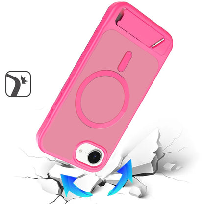 For Apple iPhone 17E /16E Matte Magnetic Circle Back TPU Hybrid Drop Protection with Metal Kickstand Shockproof Design Case Cover