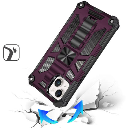 Phone Case for Apple iPhone 15 Plus Built in Magnetic Hiden Kickstand Shockproof Rugged Armor Grip Hybrid Heavy Duty Anti Slip Protective Style Cover Purple