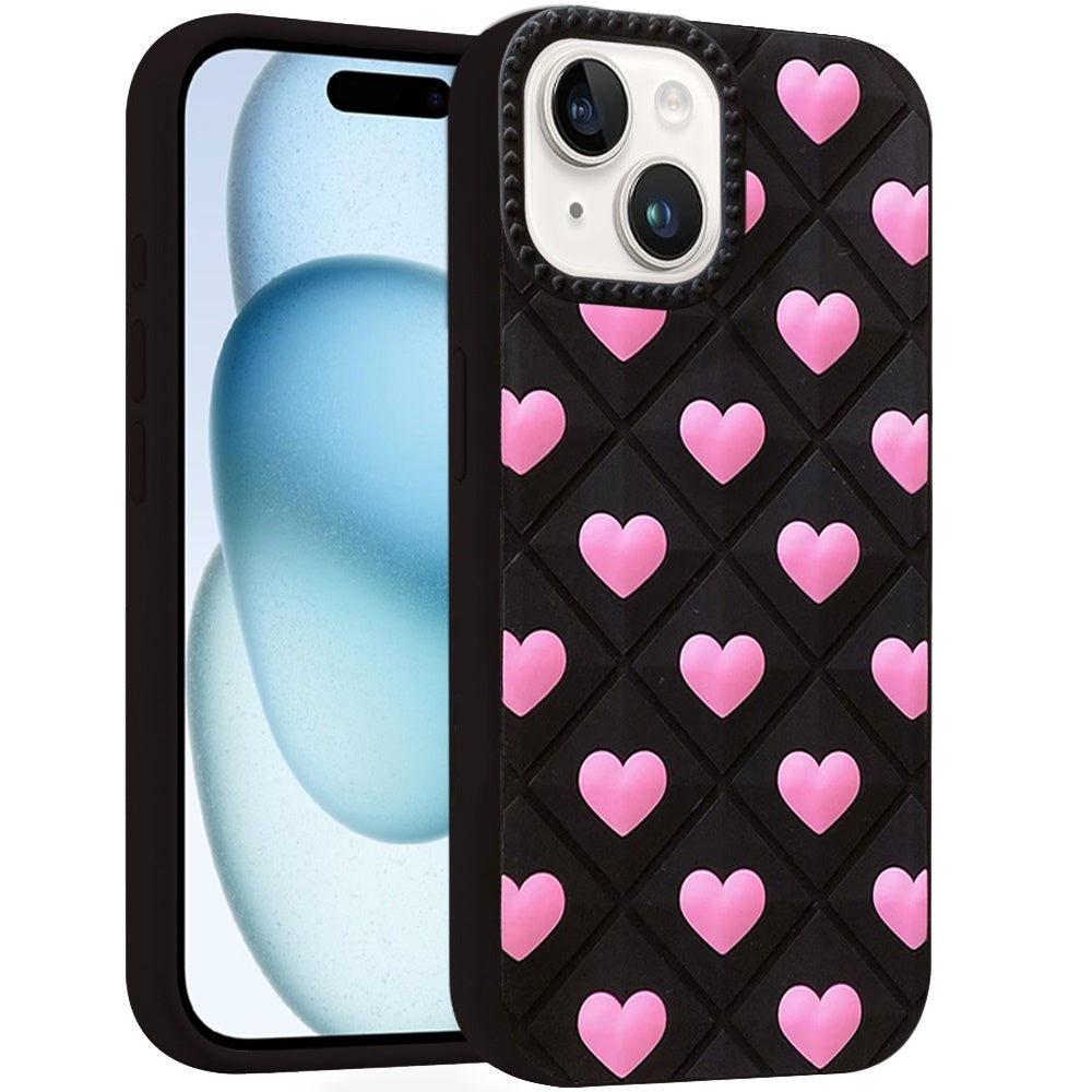 Phone Case for iPhone 15 Plus (6.7") Fashionable Silicone Textured Decorative Design Pattern Protective Rubber TPU Hybrid Protection Cover