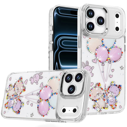 For Apple iPhone 17 Pro Max (6.9") Butterfly Resin Epoxy Diamond Design Metal Edged Hybrid Shockproof Heavy Duty Drop Protection Case Cover