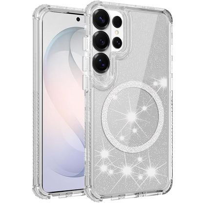 Phone Case for Samsung Galaxy S26 Ultra Magnetic Circle Glitter 3in1 Hybrid Shockproof Bling Protective Durable Crystal Clear Grip Slim Lightweight Cover