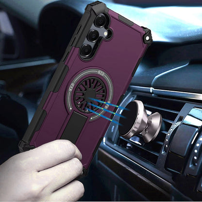 Phone Case for Samsung Galaxy A37 / A36 Invisible Kickstand Magnetic Car Mount Friendly Shockproof Texture Anti Slip Durable Grip Heavy Duty Hybrid Cover Purple