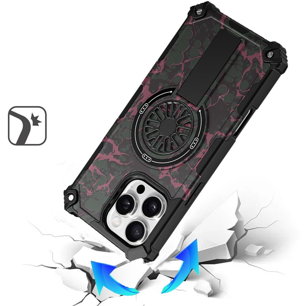 For iPhone 16 Pro Max (6.9") Texture Design Stylish Invisible Kickstand Case, MagSafe Compatible Hybrid Shockproof Cover, Car Mount Friendly Protector