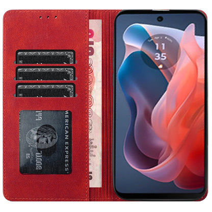 For Apple iPhone 16 Plus (6.7") Premium Wallet PU Vegan Leather ID Credit Card Slot Money Holder with Magnetic Closure Pouch Flip Case Cover Red