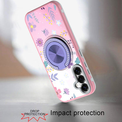 Phone Case for Samsung Galaxy S26 FE /Fan Edition Magnetic Ring Stand Matte Metal Hybrid Car Mount Friendly Shockproof Rotational Grip Diamond Design Pattern Cover