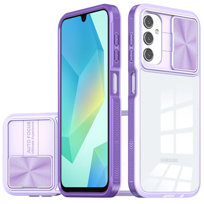 For Samsung Galaxy S24 FE Hybrid Cases with Sliding Camera Cover Transparent Shockproof Bumper TPU Protective Case Cover Pink/Blue