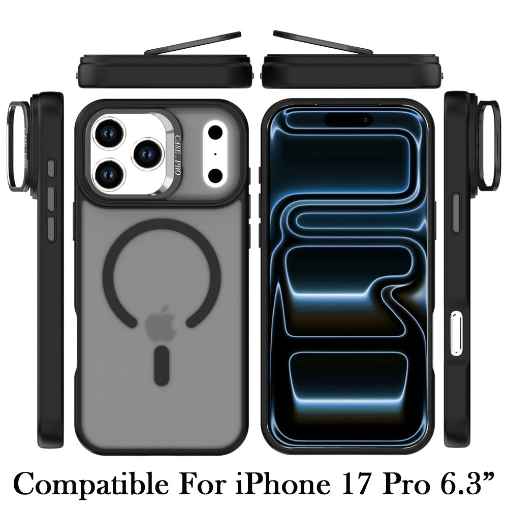 For Apple iPhone 17 Pro (6.3") MagSafe Compatible Matte Metallic Stand TPU Hybrid Drop Protection Camera Kickstand Case Cover Cosmic Orange